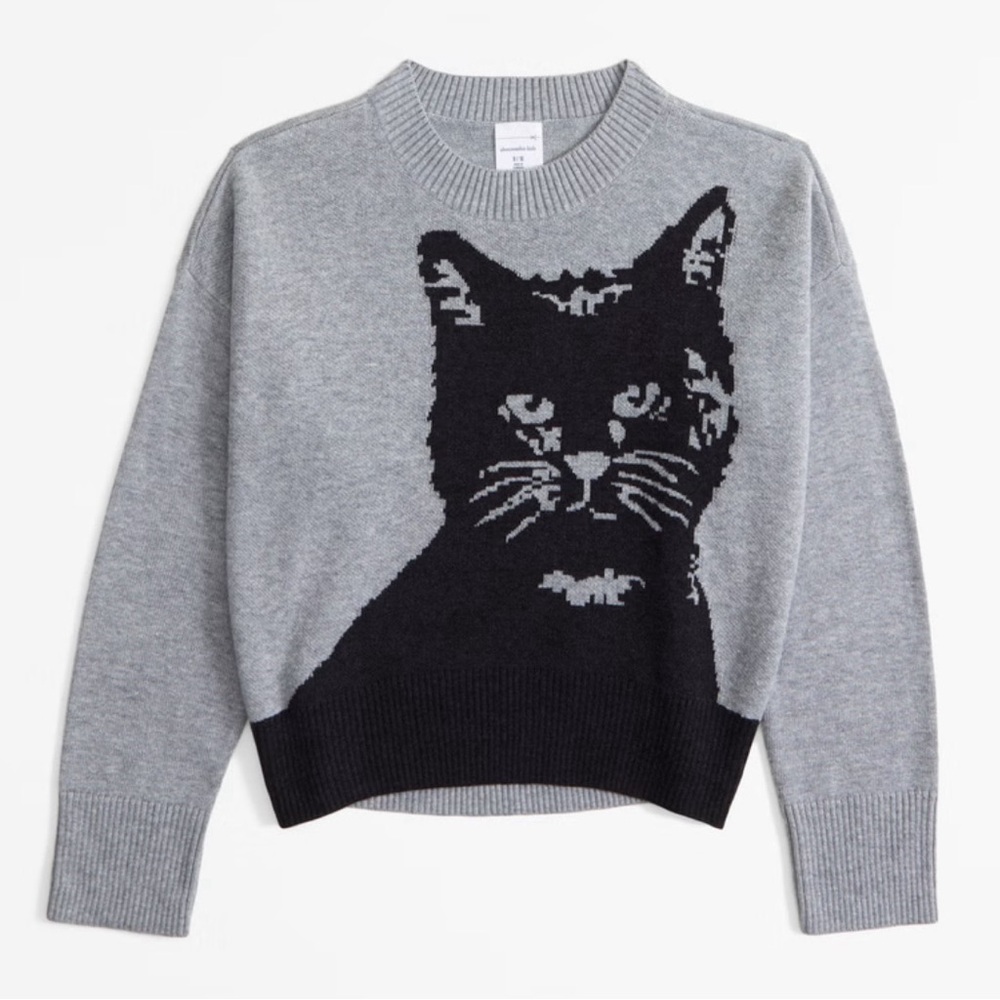 ABERCROMBIE Kids Girls Sweater Top Shirt Pullover Fall Autumn Cat